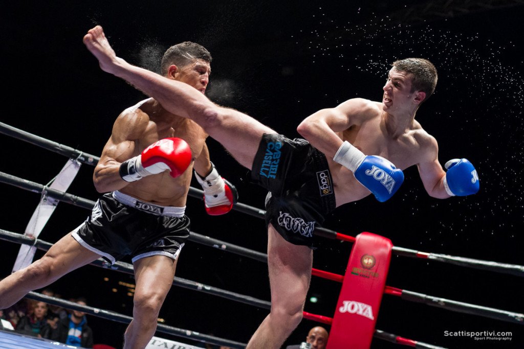 Gabriele Casella in un match di Kick Boxing